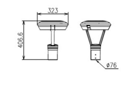 50W LED Post Top Lamp for Europe Type Villa Garden with 3/5 and 4000K Color Temperature